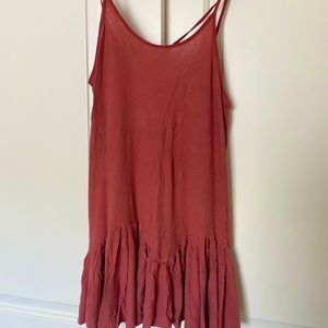 Zara Trafaluc ribbed dress Size small rust salmon